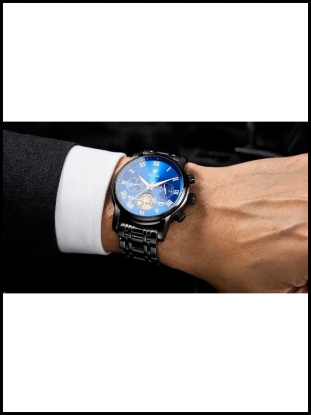 Mens Chronograph Watch Stainless Steel Business Dress Quartz